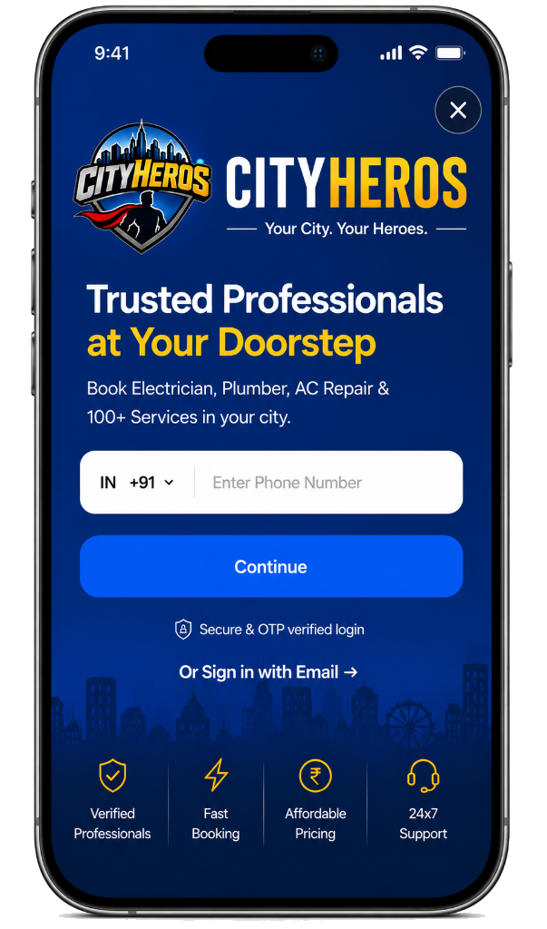 City Heros Login App Screen